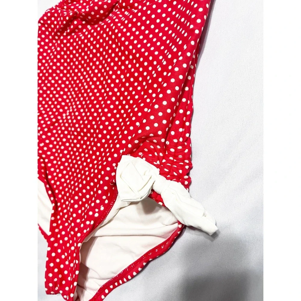 Juicy Couture Beach‎ Baby Girls Red Polka Dot Halter One Piece Swimsuit Size 10